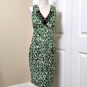 ROULETTE GREEN BLACK  WHITE DRESS SZ 12 NWOT